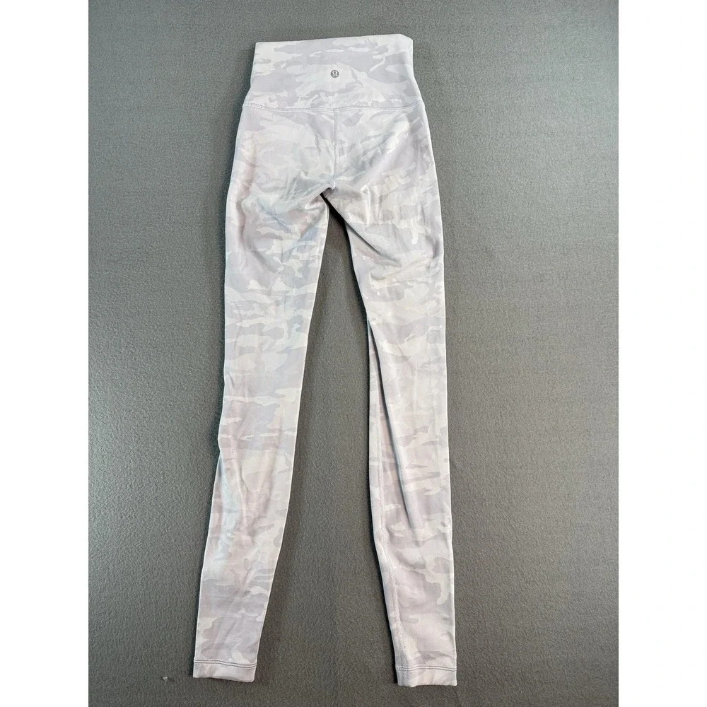Lululemon Leggings Womens 2 Gray Camo High Rise Ankle Yoga Athletic Pants
